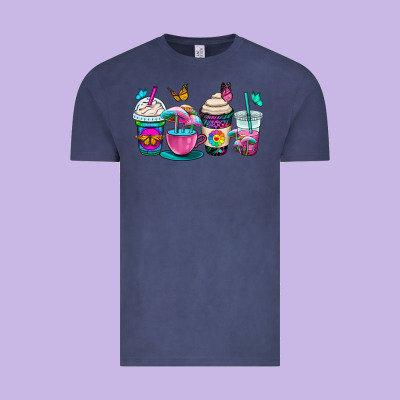 Tie Dye Coffee Cups Vintage Tee Designed By Oliviacreatesart