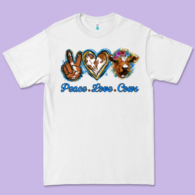 Peace Love Cows Premium Tee Designed By Jasminsmagicworld