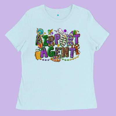 Airport Agent Mardi Gras Ladies Tee Designed By Cowgirlartshop