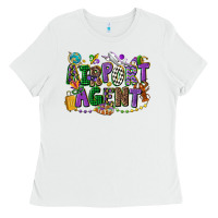 White airport agent mardi gras Ladies Tee - CowGirlArtShop