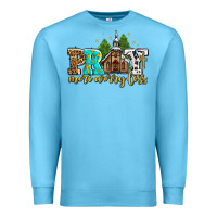 Ocean Blue pray more worry less with church Premium Sweatshirt - AdoDesignShop