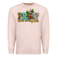 Pale Pink pray more worry less with church Premium Sweatshirt - AdoDesignShop