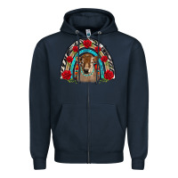 Navy brown baby cow floral rose rainbow Zipper Hoodie - BarkalooDesign