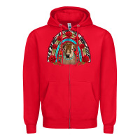 Red brown baby cow floral rose rainbow Zipper Hoodie - BarkalooDesign