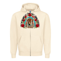 Sandshell brown baby cow floral rose rainbow Zipper Hoodie - BarkalooDesign