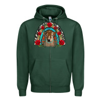 Sports Green brown baby cow floral rose rainbow Zipper Hoodie - BarkalooDesign