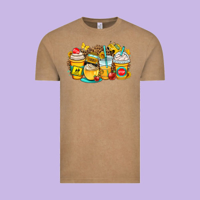 School Bus Coffee Cups Vintage Tee Designed By Oliviacreatesart