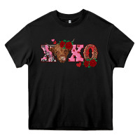 Black xoxo highland cow Heavy Core Tee - RanaPortraitStore