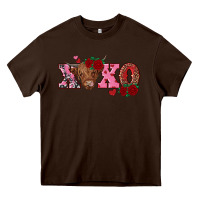 Chocolate Brown xoxo highland cow Heavy Core Tee - RanaPortraitStore