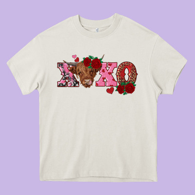 Xoxo Highland Cow Heavy Core Tee Designed By Ranaportraitstore