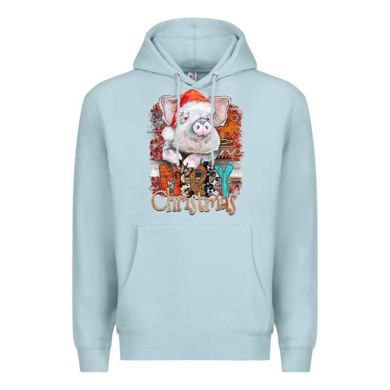 Merry Christmas Pig Premium Hoodie by CowhideDigitalArt | Teevron