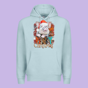 Merry Christmas Pig Premium Hoodie Designed By Cowhidedigitalart