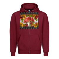 Burgundy ladybug mushrooms Zipper Hoodie - BarkalooDesign