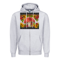 Heather Grey ladybug mushrooms Zipper Hoodie - BarkalooDesign