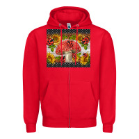Red ladybug mushrooms Zipper Hoodie - BarkalooDesign
