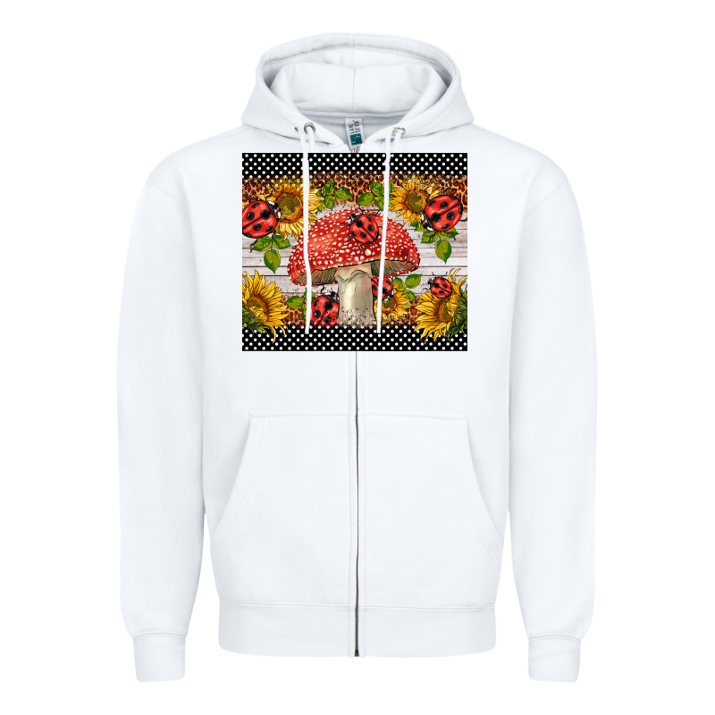 Ladybug Mushrooms Zipper Hoodie by BarkalooDesign | Teevron