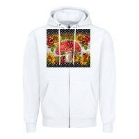 White ladybug mushrooms Zipper Hoodie - BarkalooDesign
