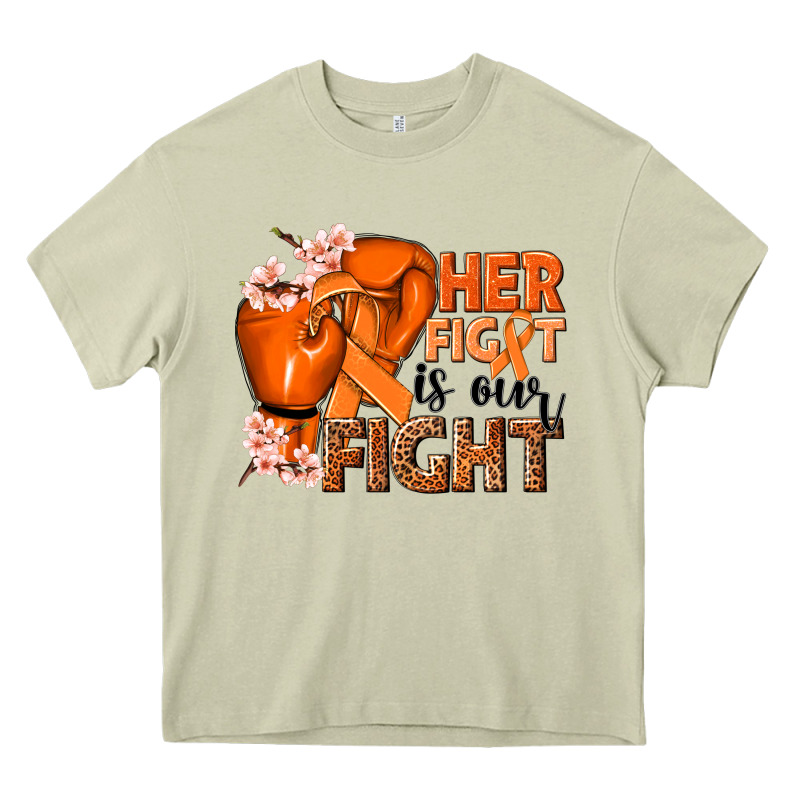 Her Fight Is Our Fight Kidney Cancer Orange Ribbon Heavy Core Tee by NancyCooperArtShop | Teevron