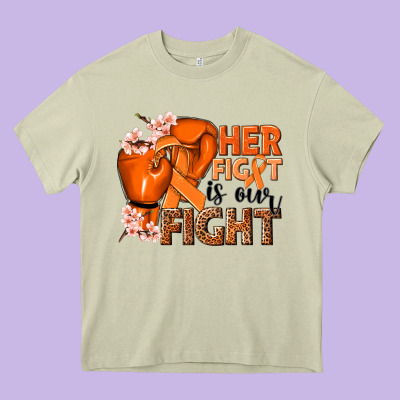 Her Fight Is Our Fight Kidney Cancer Orange Ribbon Heavy Core Tee Designed By Nancycooperartshop