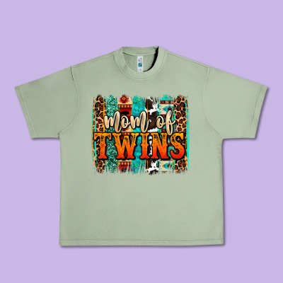 Mom Of Twins Western Brushstroke Urban Heavy Tee Designed By Oliviacreatesart