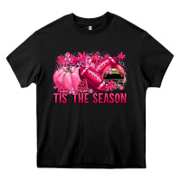 Black Tis' the season Football Breast Cancer Heavy Core Tee - NancyCooperArtShop