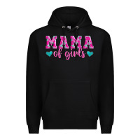 Black mama of girls floral pattern turquoise heart Premium Hoodie - Jasminsmagicworld
