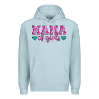 Blue Mist mama of girls floral pattern turquoise heart Premium Hoodie - Jasminsmagicworld