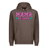 Coffee mama of girls floral pattern turquoise heart Premium Hoodie - Jasminsmagicworld