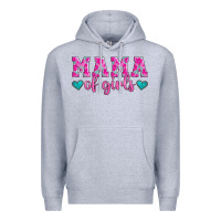 Heather Grey mama of girls floral pattern turquoise heart Premium Hoodie - Jasminsmagicworld