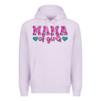 Lilac mama of girls floral pattern turquoise heart Premium Hoodie - Jasminsmagicworld