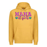 Mustard mama of girls floral pattern turquoise heart Premium Hoodie - Jasminsmagicworld