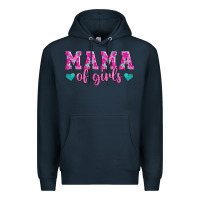 Navy mama of girls floral pattern turquoise heart Premium Hoodie - Jasminsmagicworld