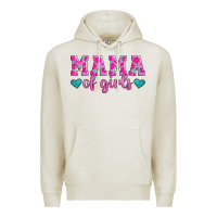 Oatmeal Heather mama of girls floral pattern turquoise heart Premium Hoodie - Jasminsmagicworld