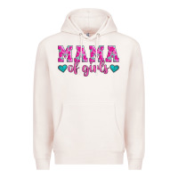 Pale Pink mama of girls floral pattern turquoise heart Premium Hoodie - Jasminsmagicworld