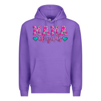 Purple mama of girls floral pattern turquoise heart Premium Hoodie - Jasminsmagicworld