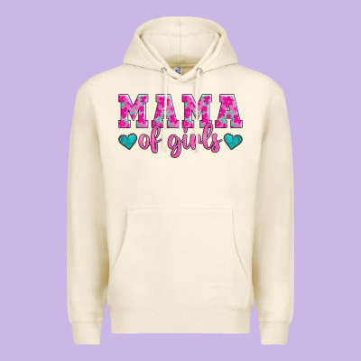 Mama Of Girls Floral Pattern Turquoise Heart Premium Hoodie Designed By Jasminsmagicworld