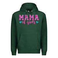 Sports Green mama of girls floral pattern turquoise heart Premium Hoodie - Jasminsmagicworld