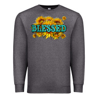 Charcoal Heather glitter blessed with sunflowers Premium Sweatshirt - AdoDesignShop