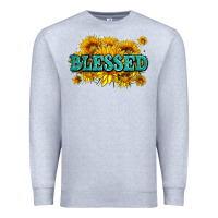 Heather Grey glitter blessed with sunflowers Premium Sweatshirt - AdoDesignShop