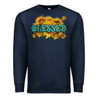Navy glitter blessed with sunflowers Premium Sweatshirt - AdoDesignShop