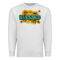 Oatmeal Heather glitter blessed with sunflowers Premium Sweatshirt - AdoDesignShop
