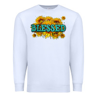 White glitter blessed with sunflowers Premium Sweatshirt - AdoDesignShop