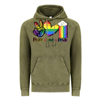 Vintage Olive Peace love Pride Vintage Hoodie - FaDigitalArtStudio