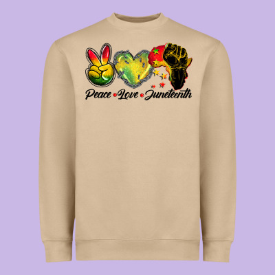 Peace Love Juneteenth Heavyweight Sweatshirt Designed By Barkaloodesign