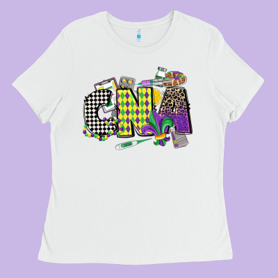 Cna Mardi Gras Certified Nursing Assistant Ladies Tee Designed By Cowgirlartshop