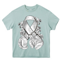 Arona Lung Cancer white ribbon with boxing gloves Heavy Core Tee - NancyCooperArtShop