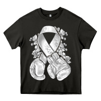 Asphalt Lung Cancer white ribbon with boxing gloves Heavy Core Tee - NancyCooperArtShop