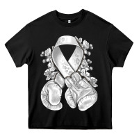 Black Lung Cancer white ribbon with boxing gloves Heavy Core Tee - NancyCooperArtShop