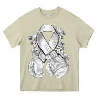 Mossy Lung Cancer white ribbon with boxing gloves Heavy Core Tee - NancyCooperArtShop