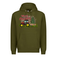 Army Green merry Christmas tractor tree Premium Hoodie - CowhideDigitalArt